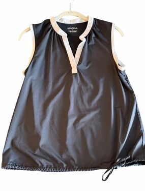 Kinona Black Sleeveless Golf Top with White Trim SMALL